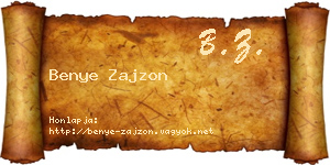 Benye Zajzon névjegykártya